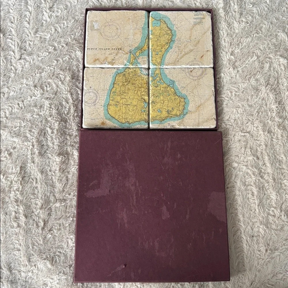 Screencraft Tileworks Block Island Marble Coaster Set w box
